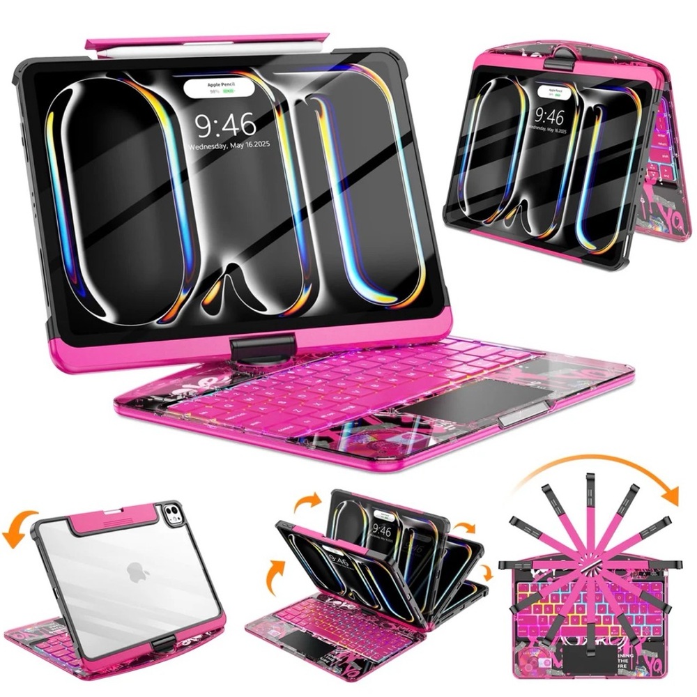 Pink Tablet Keyboard Case With Trackpad iPad Pro 11”
